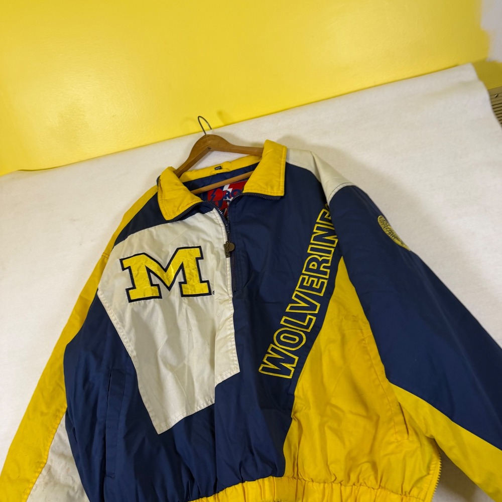 Vintage Pro Layer Michigan Wolverines Quarter Zip Jacket Navy Yellow XL 5977